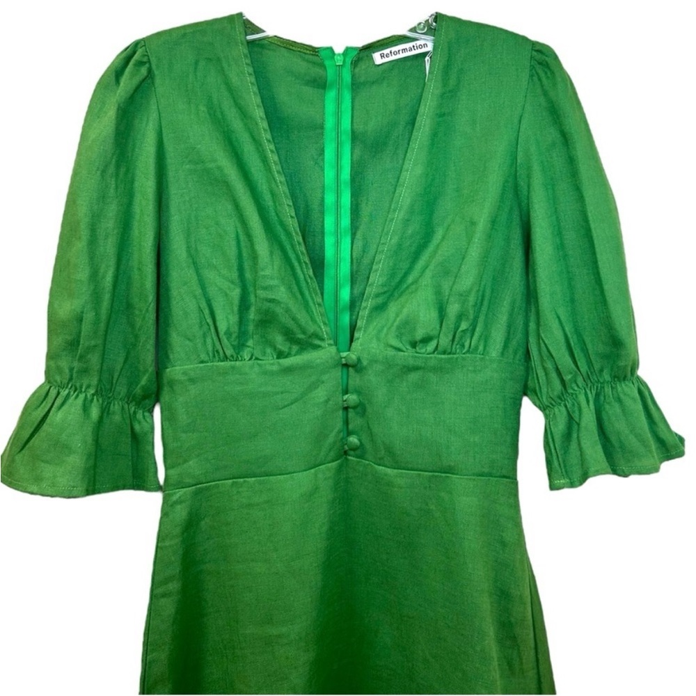 Reformation Simi Linen Mini Dress Size 12 - Picture 7 of 11